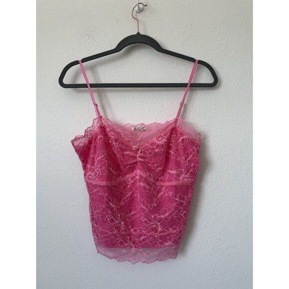 Free People Intimately Lacey Essential Cami Lace‎ Camisole Pink Size Large NWOT - Picture 2 of 11